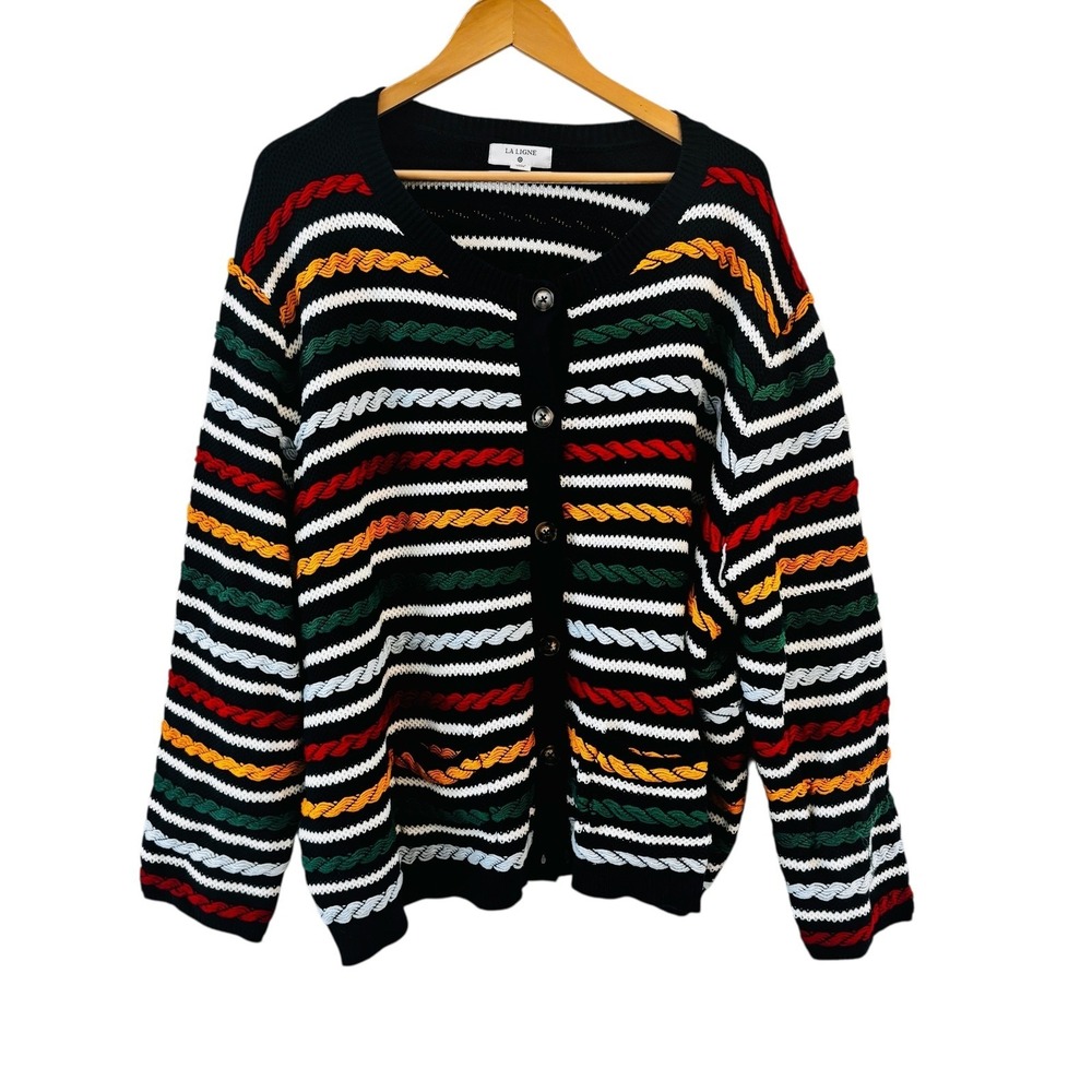 La Ligne X‎ Target Cardigan Sweater Womens Size 4X Textured Striped Classic